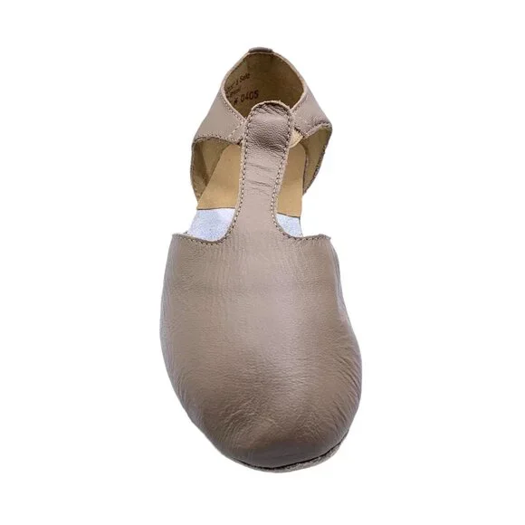 So Danca Jazz T-Strap Grecian Dance Sandals Tan Leather 4.5 Shoe Slip On Mileyka - Picture 4 of 10